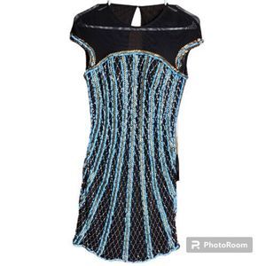 NEW Rachel Allen 4046‎ Dress Size 8 Black with Sequin Beads Prom Cocktail Formal